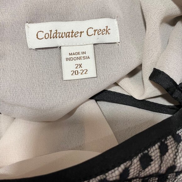 Cold water Creek Sheer Black Polka Dot Sleeveless Top Back Keyhole  Plus Size 22 - Picture 7 of 7